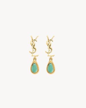 Saint Laurent Cassandre Boucles D'Oreilles Pendantes - Blanc