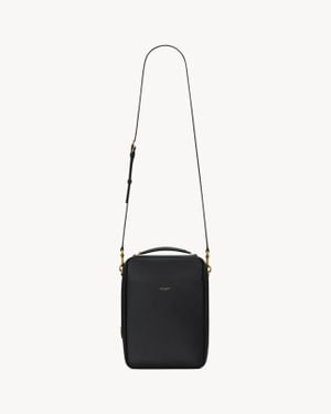 Saint Laurent Petit Étui En Cuir Lisse Noir - Blanc