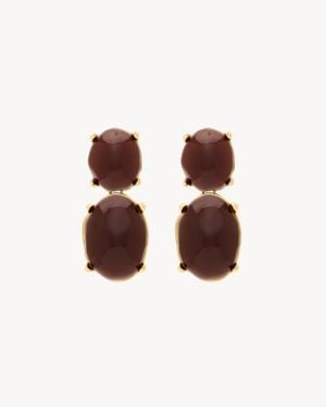 Saint Laurent Cabochon Pendant Earrings - Brown