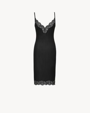 Saint Laurent Laced Slip Dress - Black