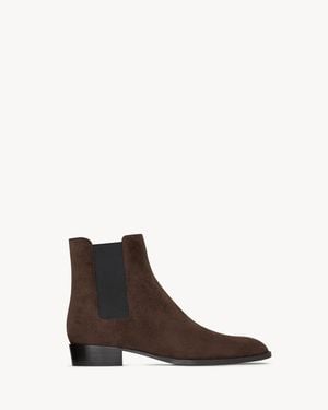 Saint Laurent Suede Wyatt Chelsea Boots - Brown