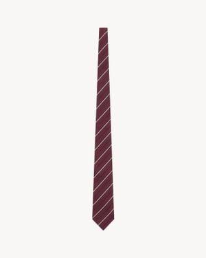 Saint Laurent Striped Wide Tie - White