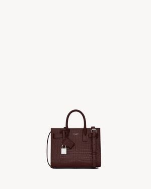 Saint Laurent Sac De Jour En Cuir Embossé Crocodile - Marron