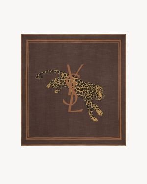 Saint Laurent Sciarpa Quadrata Cassandre - Marrone