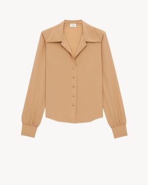 Saint Laurent Blouse En Crêpe De Chine De Soie - Neutre