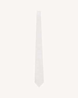 Saint Laurent Wide Tie - White