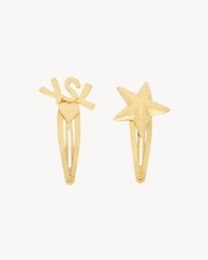 Saint Laurent Charms Hair Clips - Metallic