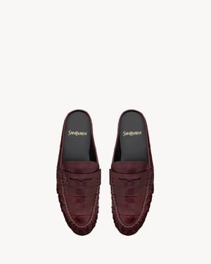 Saint Laurent Le Loafer Mules En Cuir D'Anguille - Violet