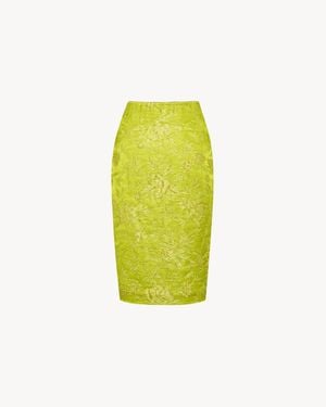 Saint Laurent Brocade Midi Skirt - Yellow