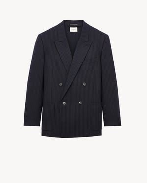 Saint Laurent Double-Breasted Jacket - Blue