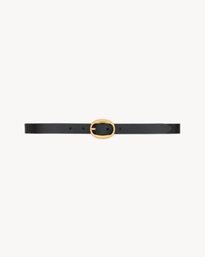 Saint Laurent Ceinture À Boucle Ovale En Cuir Lisse - Blanc