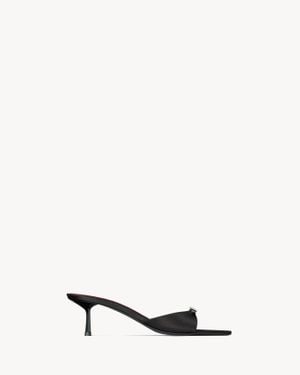 Saint Laurent Daisy 50 Crystal-Embellished Satin Mules - Natural