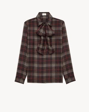 Saint Laurent Saint Laone Sizerent カサンドラ シャツ（タータン シルククレープ） - ブラウン