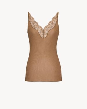 Saint Laurent Laced Tank Top - Natural