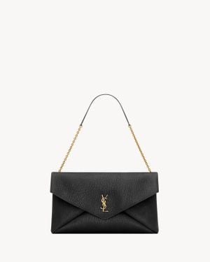Saint Laurent Cassandre Large Pouch On Chain - White