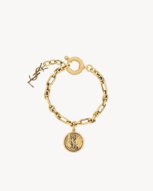 Saint Laurent Cassandre Medallion Bracelet - Metallic