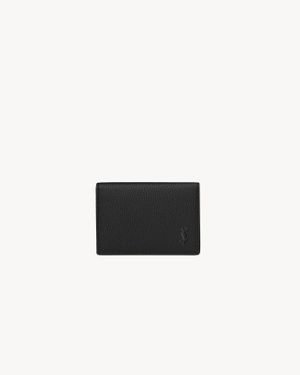 Saint Laurent カサンドラ シャドウ Saint Laone Sizerent ビジネスカードケース（グレインレザー） ブラック - ホワイト