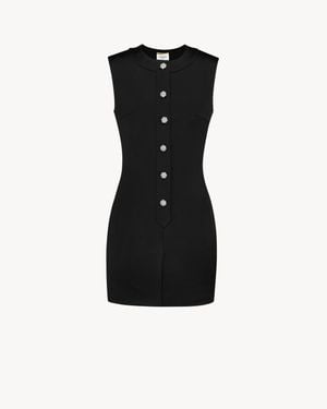 Saint Laurent Crystal Button Mini Dress - Black