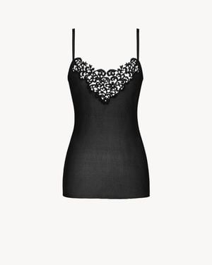 Saint Laurent Guipure Tank Top - Black