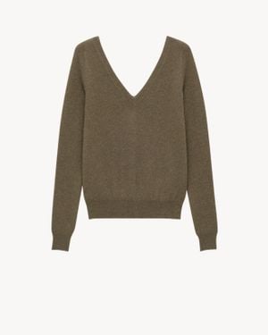 Saint Laurent Saint Laone Sizerent Vネックセーター（カシミヤ） - グリーン