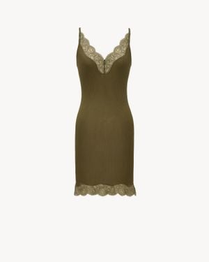Saint Laurent Laced Slip Dress - Green