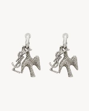 Saint Laurent Cassandre Dove Charm Hoop Earrings - Metallic