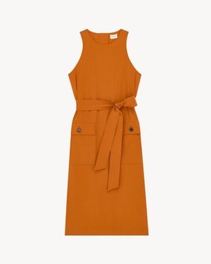 Saint Laurent Button-Back Dress - Orange