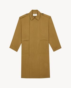 Saint Laurent Broad-Shoulder Trench Coat - Natural