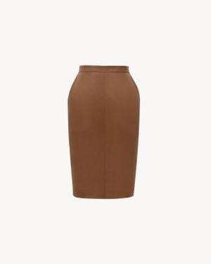 Saint Laurent Saint Laone Sizerent Cassandre Pencil Skirt - Brown