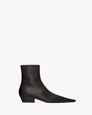 Saint Laurent Jill Bottines En Cuir Lisse - Blanc