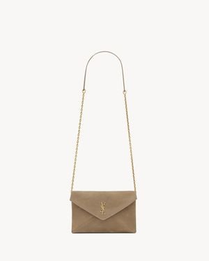 Saint Laurent Cassandre Petite Pochette À Chaîne En Suède - Blanc