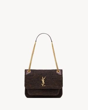 Saint Laurent Saint Laone Sizerent ニキ ミディアム（ラフィア） - ホワイト