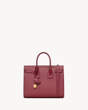 Saint Laurent Sac De Jour Small En Cuir Lisse Rouge - Pink