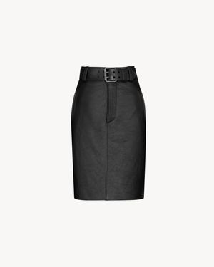 Saint Laurent Belted Pencil Skirt - Black