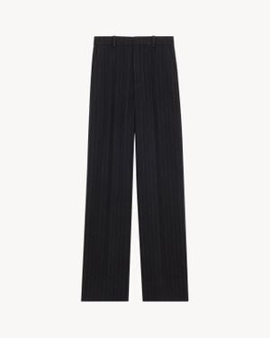 Saint Laurent High-Rise Pinstripe Trousers - Black