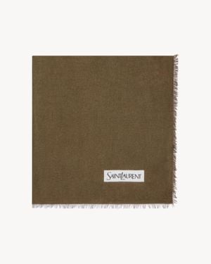 Saint Laurent Carré À Motif Graphique En Modal Et Cachemire - Vert