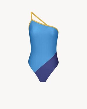 Saint Laurent One-Shoulder Swimsuit - Blue