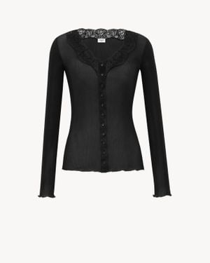 Saint Laurent Laced Cardigan - Black