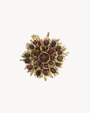Saint Laurent Sunburst Brooch - White