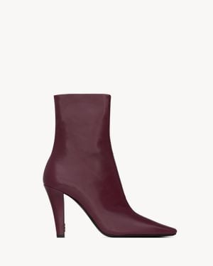 Saint Laurent Jill Bottines En Cuir Lisse - Violet