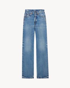 Saint Laurent V-Waist Long Baggy Jeans - Blue