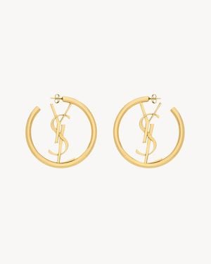 Saint Laurent Cassandre Hoop Earrings - Metallic