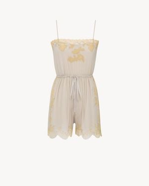 Saint Laurent Laced Romper - Natural