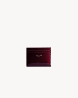 Saint Laurent Patent Leather Card Holder - Red