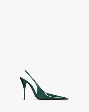 Saint Laurent P. A.R. I.S. Slingback Pumps - Green