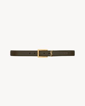 Saint Laurent Cassandre Leather Belt - Natural