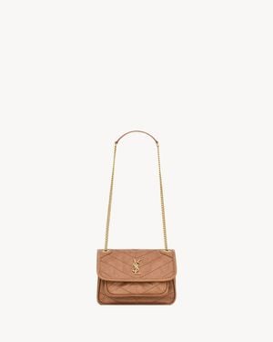 Saint Laurent Niki Mini En Cuir Vintage - Blanc