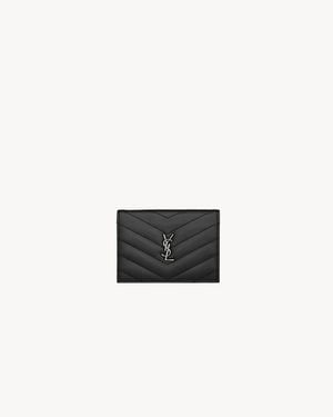 Saint Laurent Cassandre Matelassé Flap Card Case - White