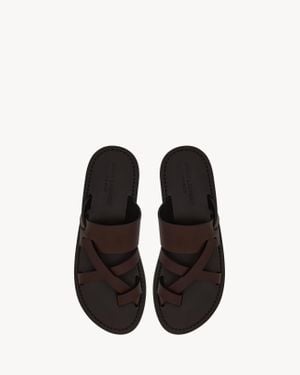 Saint Laurent Culver Sandales En Cuir Lisse - Noir