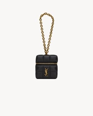 Saint Laurent Cassandre Matelassé Carré Mini Cube On Chain - White